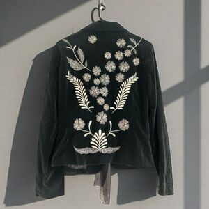 Sheri Bodell Black Velvet Blazer with Tie Front